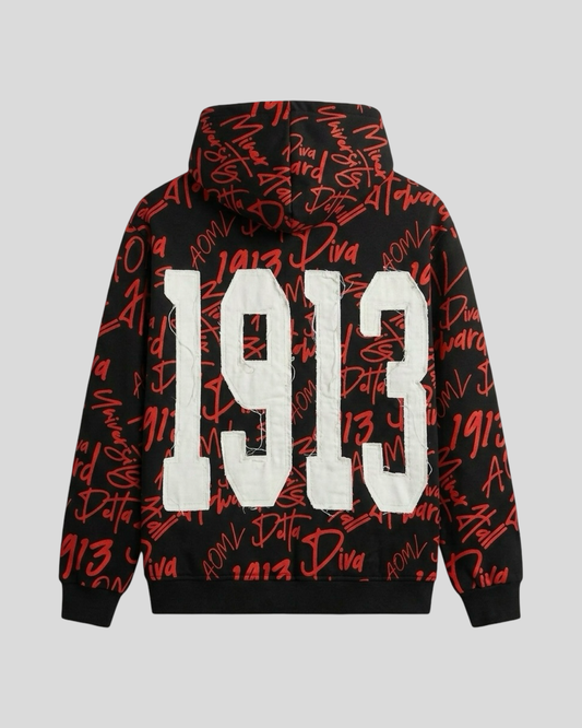 Delta Sigma Theta All Over Print Hoodie Black