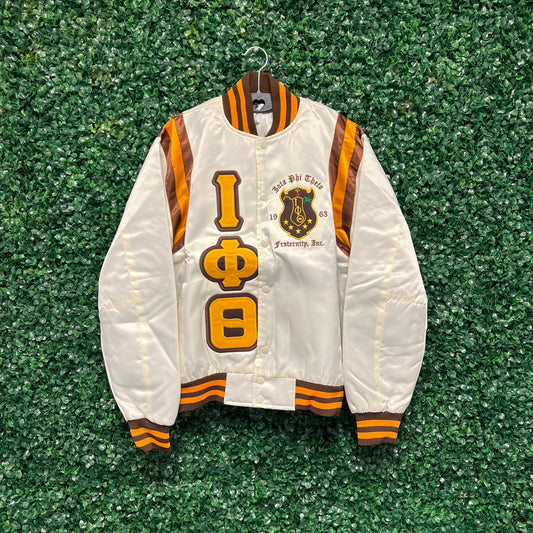 Iota Phi Theta 2024 Homecoming Collection Bomber Jacket – Cream, Gold, and Brown