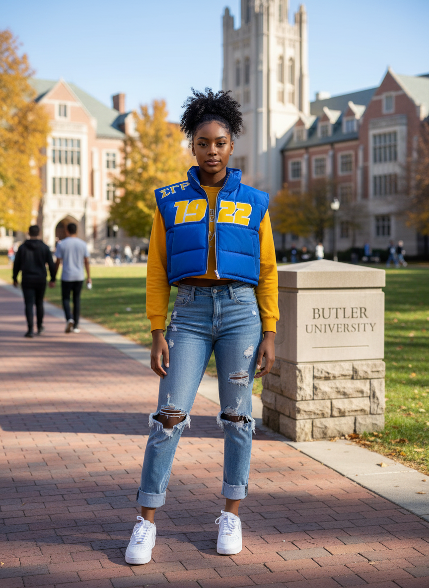 Sigma Gamma Rho Cropped Puffer Vest
