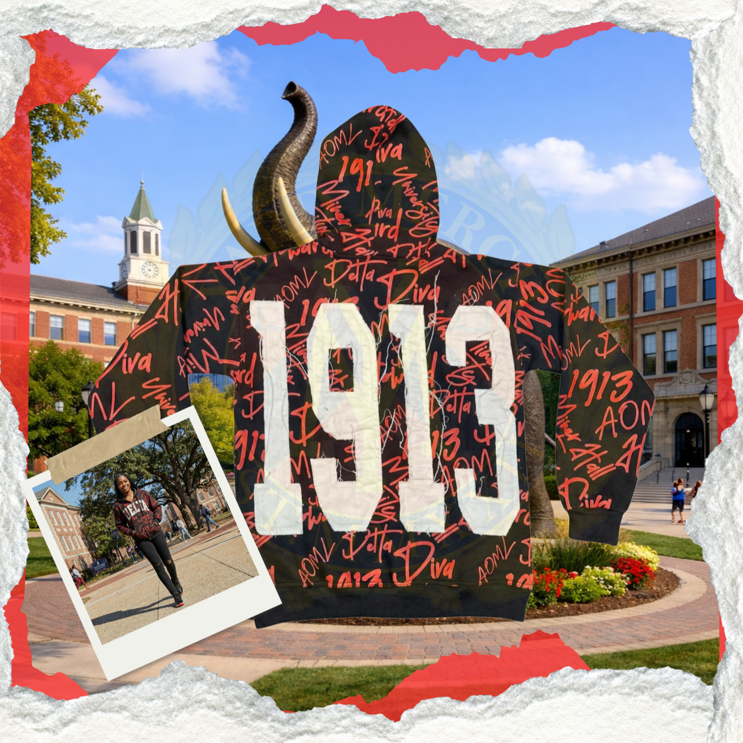 Delta Sigma Theta All Over Print Hoodie Black