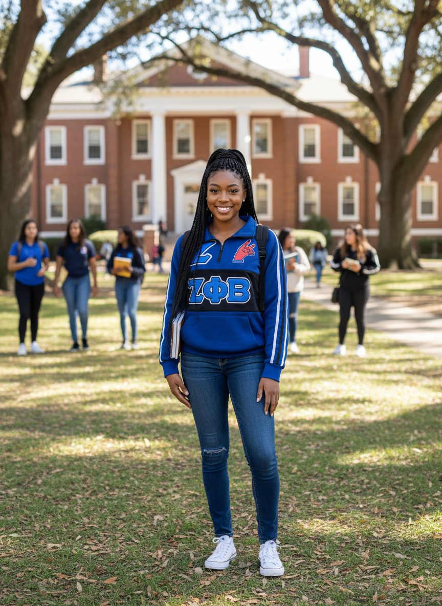 Zeta Phi Beta Quarter Zip Royal Blue
