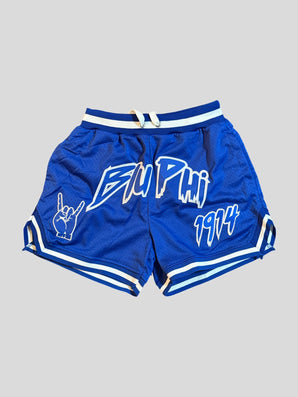 Phi Beta Sigma 1914 Blu Phi Embroidered Mesh Athletic Shorts