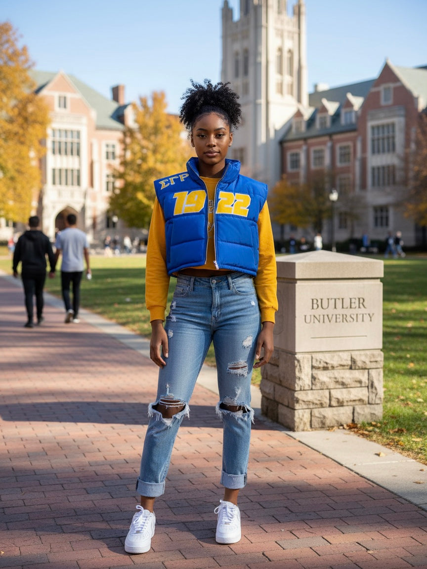 Sigma Razor Vest Sigma Gamma Rho Cropped Puffer Vest – YARD MERCH
