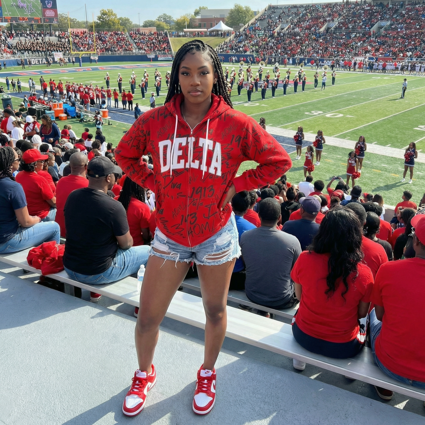 Delta Sigma Theta All Over Print Hoodie Red