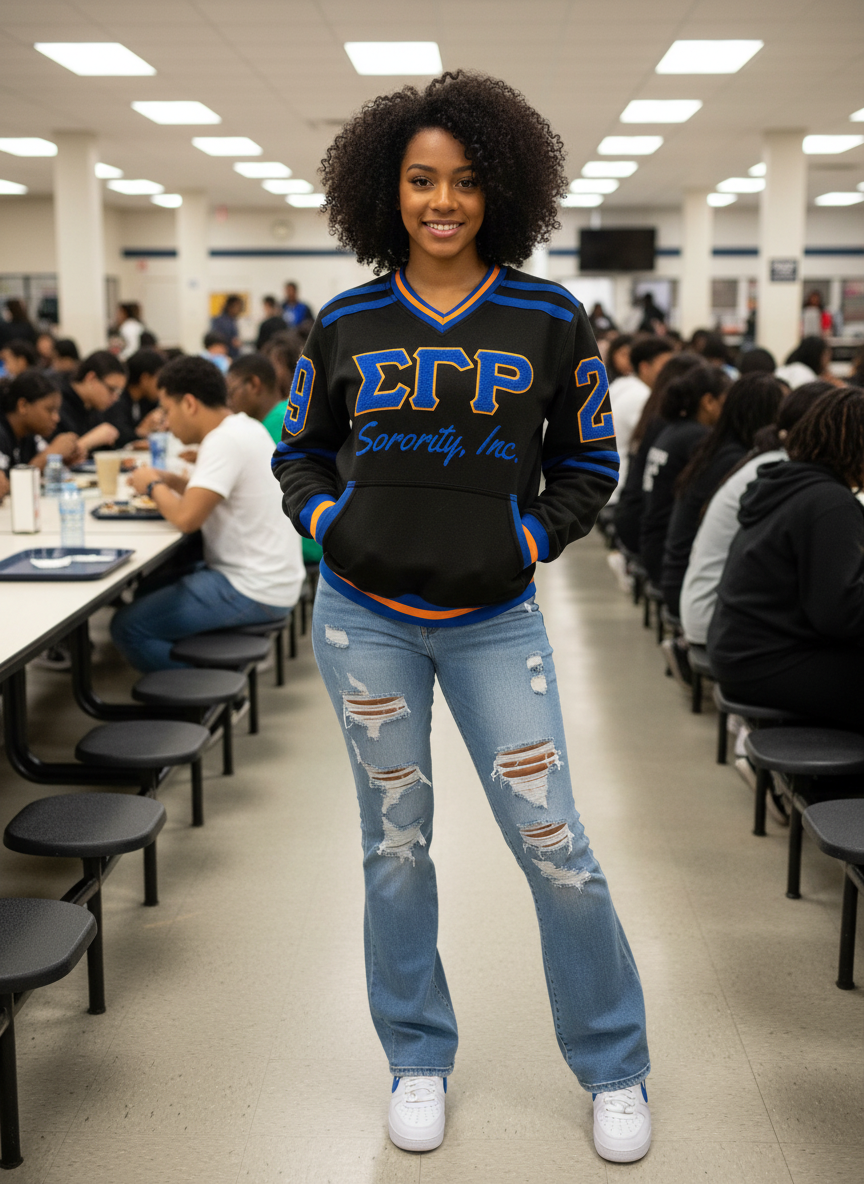 Black Sigma Gamma Rho Embroidered Vintage 90's Style Sweatshirt