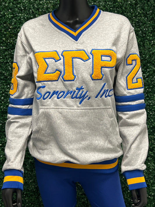 Grey Sigma Gamma Rho Embroidered Vintage 90's Style Sweatshirt